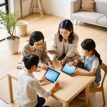 タブレットを使って学習する子ども(Raise)